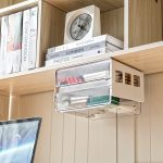 submatches Under Desk Drawer Organizer Slide Out, Hidden Self- adhesive Under Desk Storage Drawer with 2 Layers, Add a Drawer Under Table Storage Pencil Drawer for Office/Classroom/Home, White - Image 7